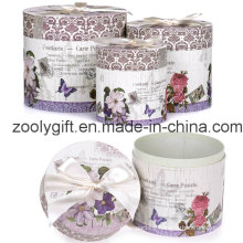 Customized Gift Round Cardboard Box Set with Decorated Ribbon